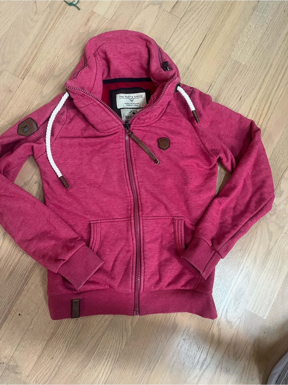Naketano women’s soft Zip-Up Hoodie Jacket - Raspberry Pink
